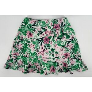 Tommy Bahama Golf Skort Women XS Green Tropical Floral Ruffle Active Pickeball